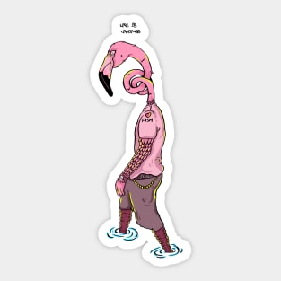 Life is time pass  : flamingo Sticker